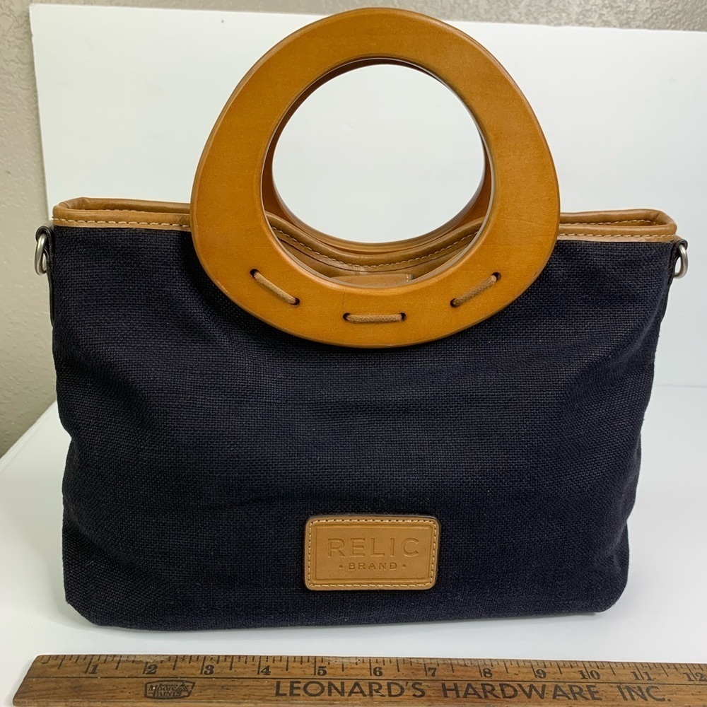 Relic Animal Print Patchwork Front Solid Black Ba… - image 4